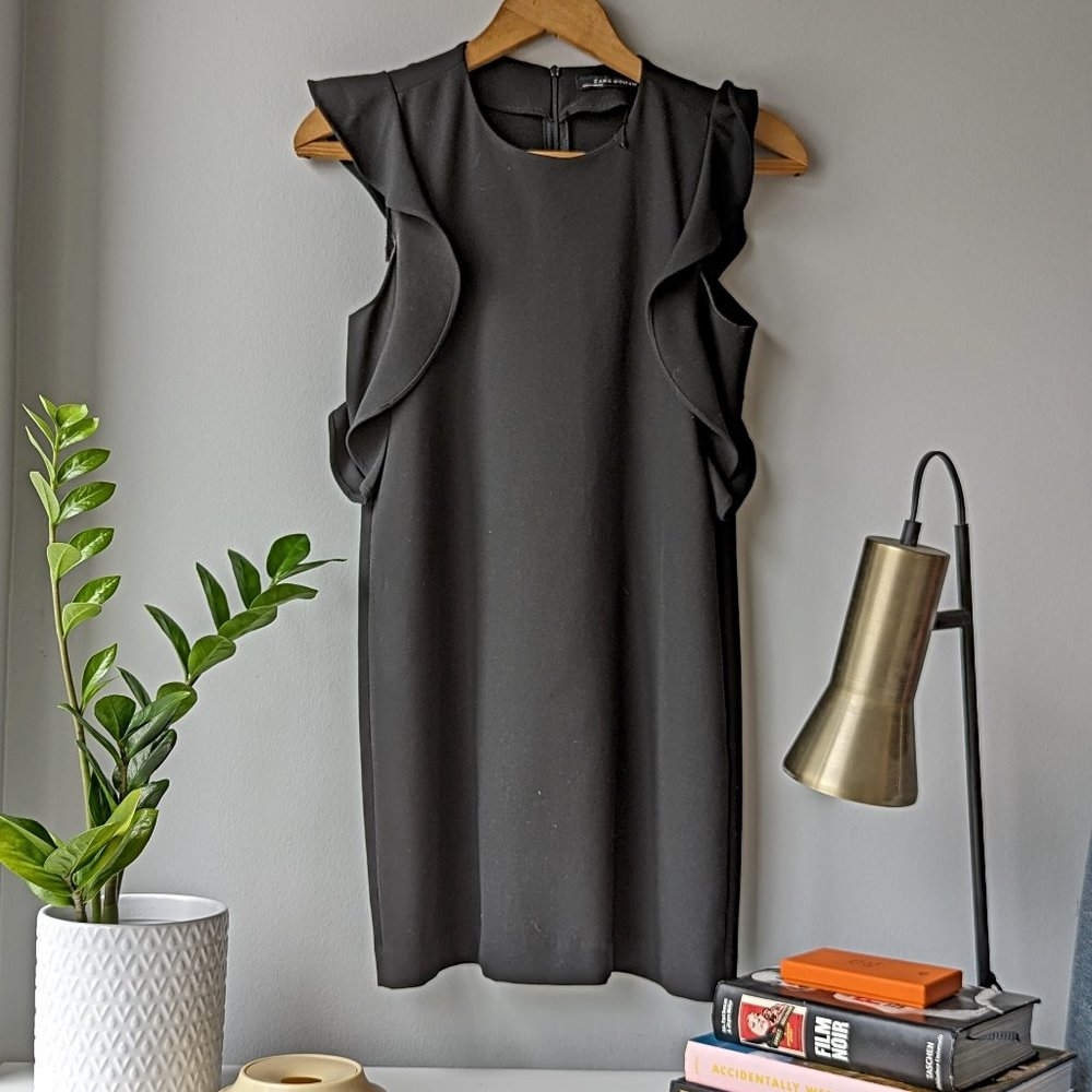 Black Zara Cocktail Dress - Ruffles